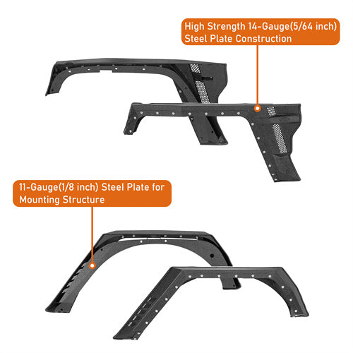 Load image into Gallery viewer, Jeep Wrangler JK Fender Flares 2007-2018 2-Door - Hooke Road