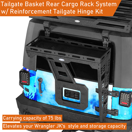 Load image into Gallery viewer, 2007-2018 Jeep Wrangler JK Rear Cargo Basket Rack 4x4 Jeep Parts - Hooke Road b2098s 10