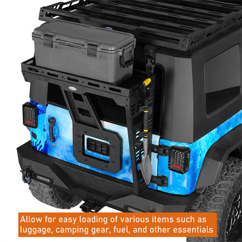 Load image into Gallery viewer, 2007-2018 Jeep Wrangler JK Rear Cargo Basket Rack 4x4 Jeep Parts - Hooke Road b2098s 11
