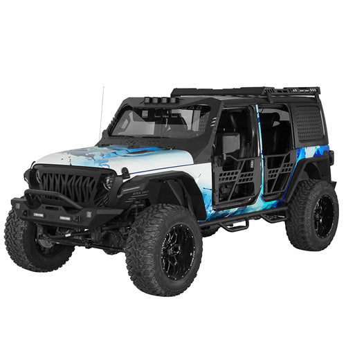 ☆ opar Hooke Road マットブラック ヘッド angler 631 HookeRoad Jeep JL Front Bumper for 2018-2026 Jeep Wrangler JL