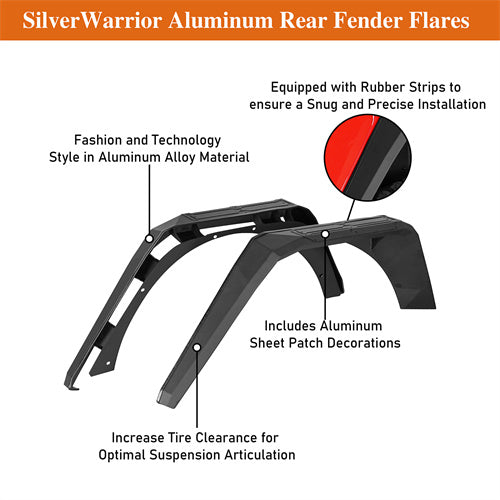 Load image into Gallery viewer, Hooke Road Jeep Wrangler JL Aluminum Rear Fender Flares for 2018-2024 Jeep Wrangler JL b3077s 11
