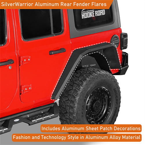 Load image into Gallery viewer, Hooke Road Jeep Wrangler JL Aluminum Rear Fender Flares for 2018-2024 Jeep Wrangler JL b3077s 7