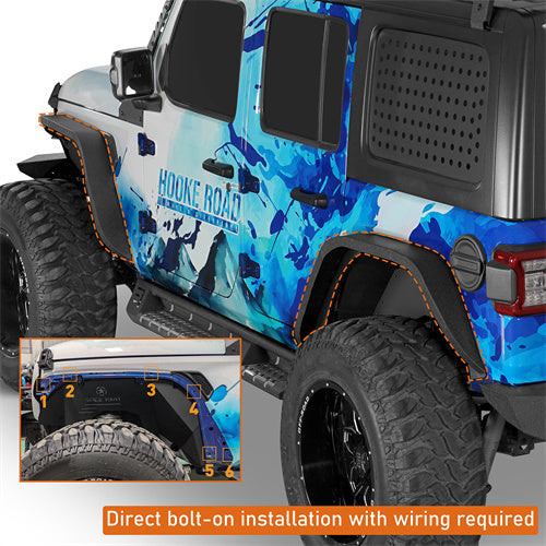 Load image into Gallery viewer, 2018-2025 Jeep Wrangler JL Front & Rear Fender Flares Kit 4 Pcs- Hooke Road