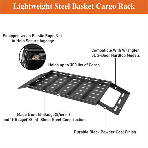 Load image into Gallery viewer, 2018-2024 Jeep Wrangler JL Interior Cargo Rack 4x4 Jeep Parts - Hooke Road b3061s 16
