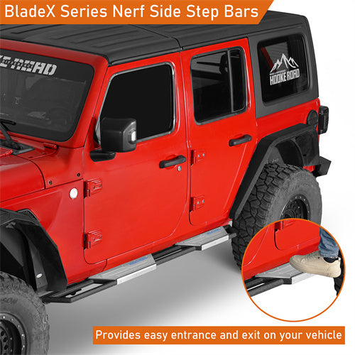 Load image into Gallery viewer, Hooke Road Jeep Wrangler Side Steps Step Bars Running Boards for 2018-2025 Jeep JL 4-Door b3084s 7