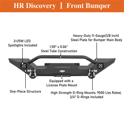 Hooke Road Jeep YJ Front Bumper with Winch Plate for 1987-1995 Jeep Wrangler YJ b1061s 11