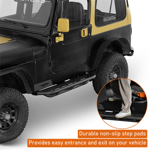 Load image into Gallery viewer, Hooke Road Jeep YJ Running Boards Nerf Side Step Bars for 1987-1995 Jeep Wrangler YJ b1065s 10