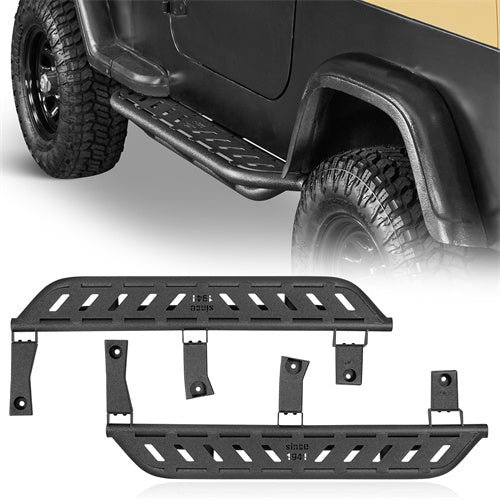Load image into Gallery viewer, Hooke Road Jeep YJ Running Boards Nerf Side Step Bars for 1987-1995 Jeep Wrangler YJ b1065s 1