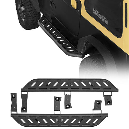 Load image into Gallery viewer, Hooke Road Jeep YJ Running Boards Nerf Side Step Bars for 1987-1995 Jeep Wrangler YJ b1065s 1