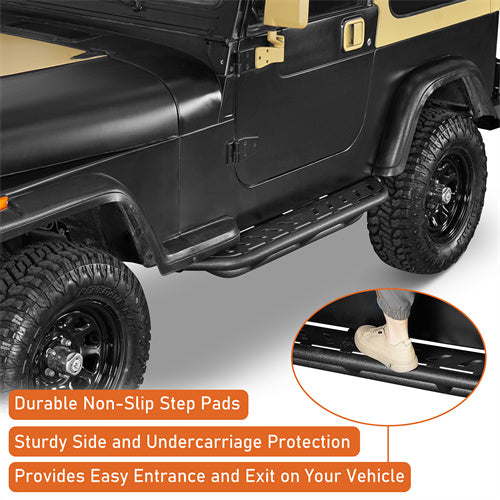 Load image into Gallery viewer, Hooke Road Jeep YJ Running Boards Nerf Side Step Bars for 1987-1995 Jeep Wrangler YJ b1065s 9