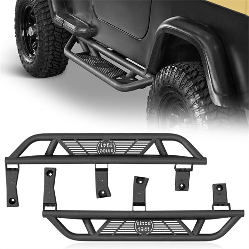 Load image into Gallery viewer, Hooke Road Jeep YJ Tubular Side Step Bars for 1987-1995 Jeep Wrangler YJ b1064s 1
