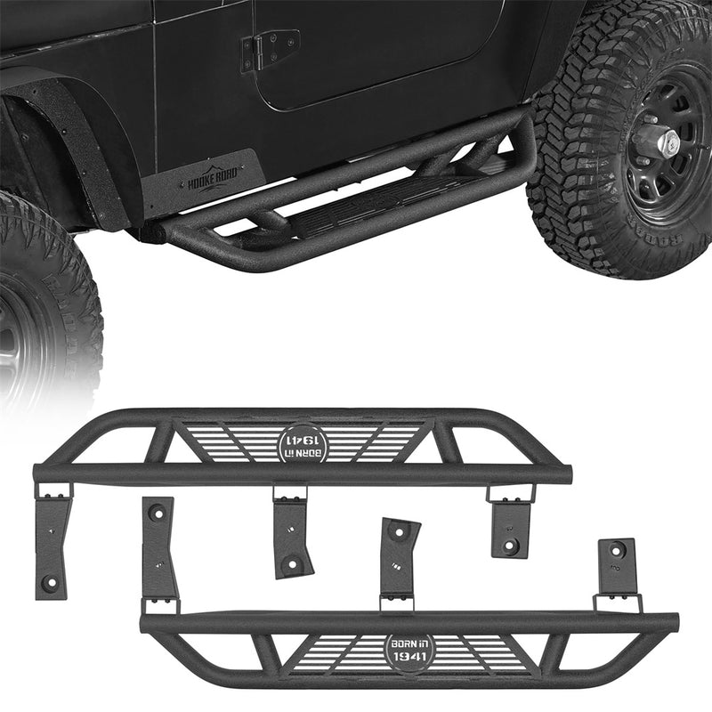 Load image into Gallery viewer, Hooke Road Jeep YJ Tubular Side Step Bars for 1987-1995 Jeep Wrangler YJ b1064s 1