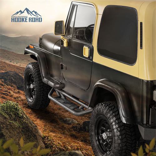 Load image into Gallery viewer, Hooke Road Jeep YJ Tubular Side Step Bars for 1987-1995 Jeep Wrangler YJ b1064s 4
