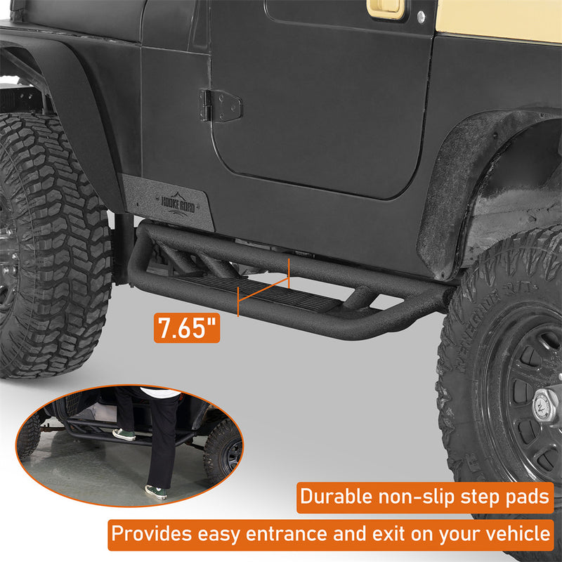 Load image into Gallery viewer, Hooke Road Jeep YJ Tubular Side Step Bars for 1987-1995 Jeep Wrangler YJ b1064s 6