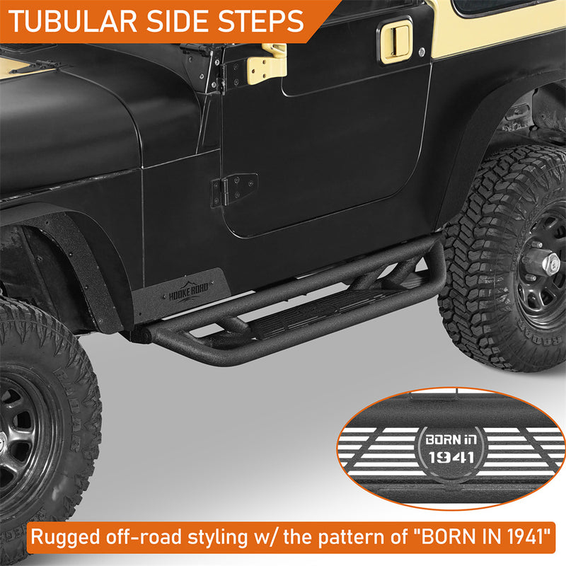 Load image into Gallery viewer, Hooke Road Jeep YJ Tubular Side Step Bars for 1987-1995 Jeep Wrangler YJ b1064s 7