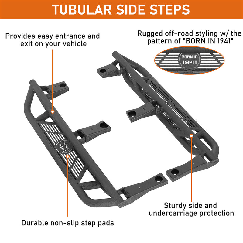 Load image into Gallery viewer, Hooke Road Jeep YJ Tubular Side Step Bars for 1987-1995 Jeep Wrangler YJ b1064s 8