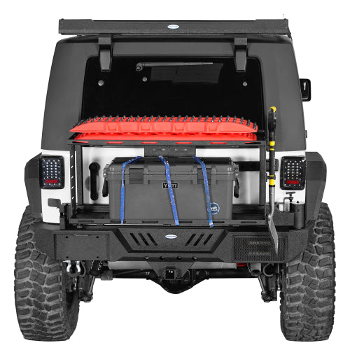 Hooke Road KarooCargo Rear Bumper w/ Double Cargo Carrier System for 2007-2018 Jeep Wrangler JK b2101s  2