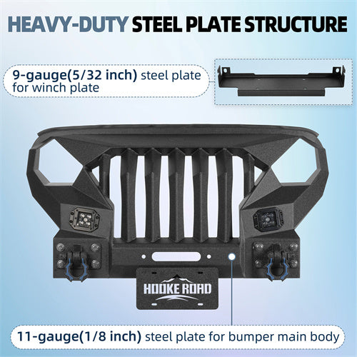 Load image into Gallery viewer, Hooke Road 2020-2025 Jeep Gladiator JT Stubby Mad Max Front Bumper w/Winch plate b3020a2s 8