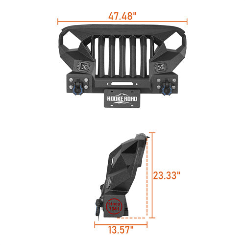 Front Bumper w/Grille Guard &  Winch plate for 2007-2018 Jeep Wrangler JK Hooke Road b2038abs 4