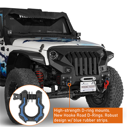 Load image into Gallery viewer, Front Bumper w/Grille Guard &  Winch plate for 2007-2018 Jeep Wrangler JK Hooke Road b2038abs 8