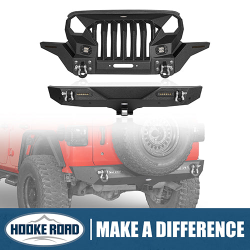 HookeRoad Jeep JL Mad Max Front Bumper & Rear Bumper for 2018-2023 Jeep Wrangler JL HookeRoad HE.3020+3003 1
