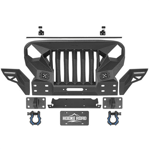 Load image into Gallery viewer, Hooke Road Mad Max Grill+Bumper with Winch Plate for 2007-2018 Jeep Wrangler JK b2038abs 12