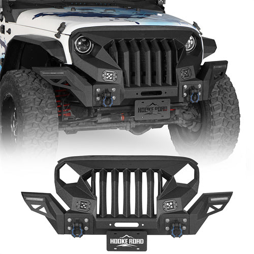 Hooke Road Mad Max Grill+Bumper with Winch Plate for 2007-2018 Jeep Wrangler JK b2038abs 1