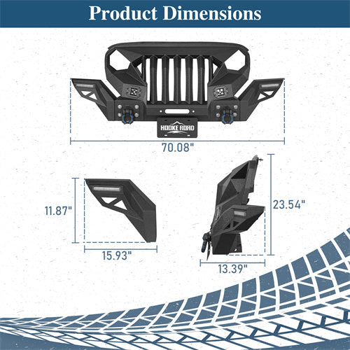Hooke Road Mad Max Grill+Bumper with Winch Plate for 2007-2018 Jeep Wrangler JK b2038abs 2