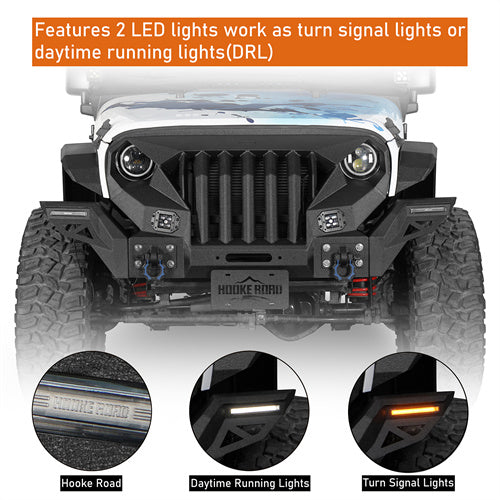 Load image into Gallery viewer, Hooke Road Mad Max Grill+Bumper with Winch Plate for 2007-2018 Jeep Wrangler JK b2038abs 6