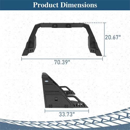 Load image into Gallery viewer, Mid Size Pickup Trucks Roll Bar Adjustable Truck Bed Roll Bar 4x4 Truck Parts - Hooke Road b9911s 7