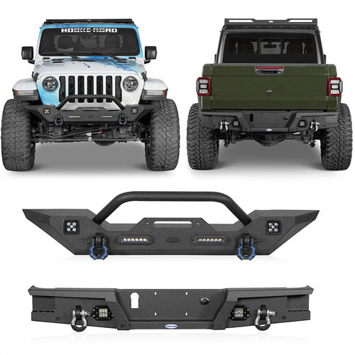 Load image into Gallery viewer, HookeRoad Jeep JT Mid Width Front Bumper & Rear Bumper for 2020-2024 Jeep Gladiator b30187003s 2