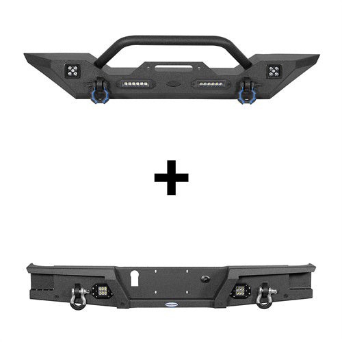 Load image into Gallery viewer, HookeRoad Jeep JT Mid Width Front Bumper & Rear Bumper for 2020-2024 Jeep Gladiator b30187003s HookeRoad Jeep JT Mid Width Front Bumper & Rear Bumper for 2020-2024 Jeep Gladiator b30187003s 3