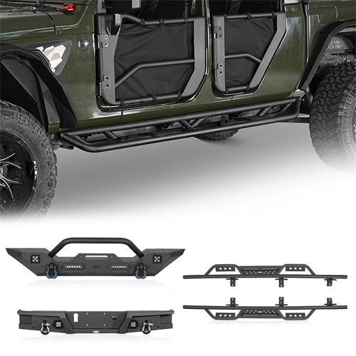 HookeRoad Jeep JT Mid Width Front Bumper / Rear Bumper / Side Steps for 2020-2023 Jeep Gladiator Hooke Road HE.3018+7003+7001 1-1