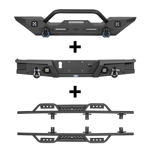 HookeRoad Jeep JT Mid Width Front Bumper / Rear Bumper / Side Steps for 2020-2023 Jeep Gladiator Hooke Road HE.3018+7003+7001 2-2