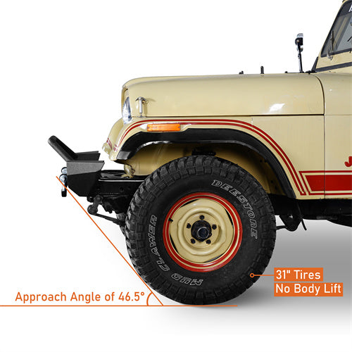 Load image into Gallery viewer, Hooke Road Mid Width Front Bumper w/ Winch Plate for 1976-1986 Jeep CJ-5 CJ-7 CJ-8 Scrambler b1081s 11