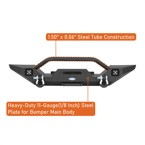 Load image into Gallery viewer, Hooke Road Mid Width Front Bumper w/ Winch Plate for 1976-1986 Jeep CJ-5 CJ-7 CJ-8 Scrambler b1081s 14