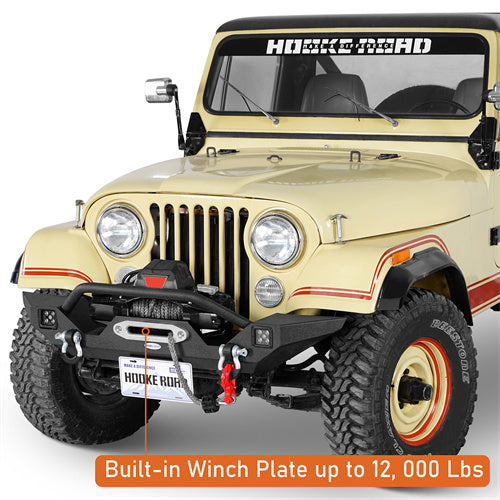 Load image into Gallery viewer, Hooke Road Mid Width Front Bumper w/ Winch Plate for 1976-1986 Jeep CJ-5 CJ-7 CJ-8 Scrambler b1081s 9