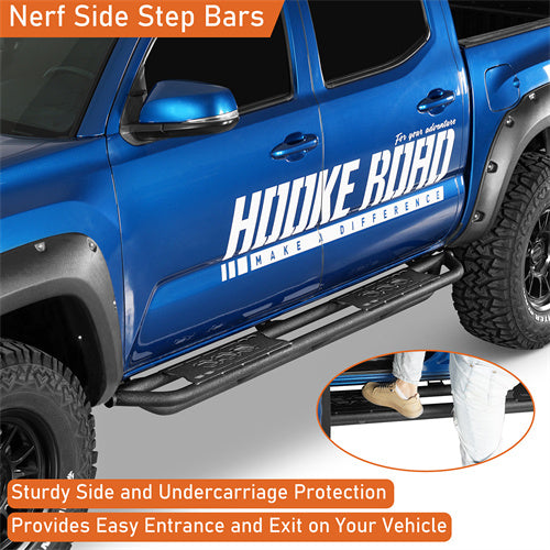 Load image into Gallery viewer, Hooke Road Nerf Side Step Bars Rock Sliders for 2005-2023 Toyota Tacoma Double Cab b4218s 7