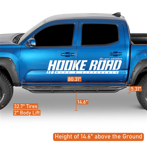 Load image into Gallery viewer, Hooke Road Nerf Side Step Bars Rock Sliders for 2005-2023 Toyota Tacoma Double Cab b4218s 9