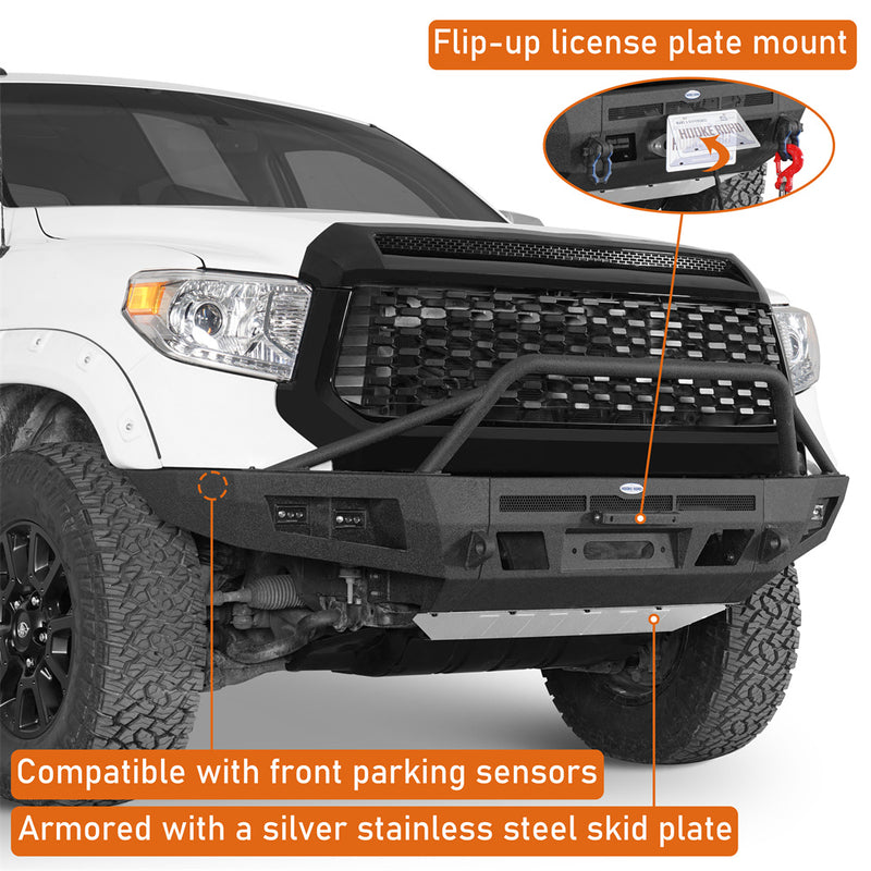 Load image into Gallery viewer, Full-width Front Bumper w/ Skid Plate 2014-2021 Toyota Tundra Hooke Road b5014s 7