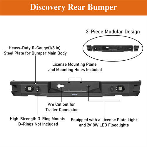 Load image into Gallery viewer, Hooke Road Offroad Aftermarket Rear Bumper w/LED Lights For 2009-2018 Dodge Ram 1500 b6025s 18