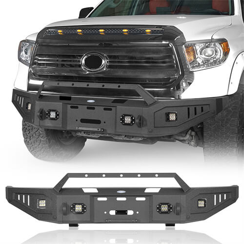thumbnail image 2 of ANTUKO Front Bumper End Face Bar Set For 2014-2021 Toyota Tundra – Chrome Steel, Left & Right, Direct Replacement, No Sensor Holes 2 of 5