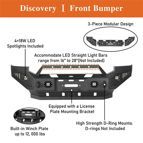 Offroad Full Width Front Bumper 4x4 Truck Parts For 2005-2007 Ford F-250 - Hooke Road b8505 14