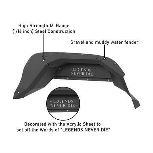 Load image into Gallery viewer, Offroad Rear Inner Fender Liners 4x4 Wheel Parts For 20-23 Jeep Gladiator JT - Hooke Road b7014s 14