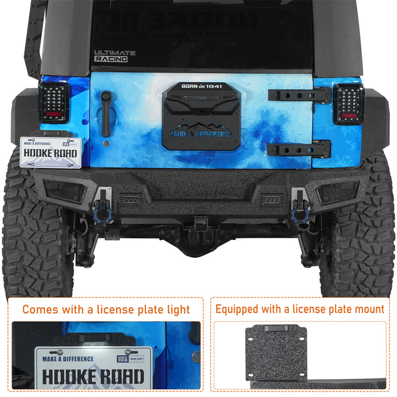 Load image into Gallery viewer, Jeep Wrangler JK Overlanding Rear Bumper with 2" Hitch Receiver Hooke Road b2139s 7