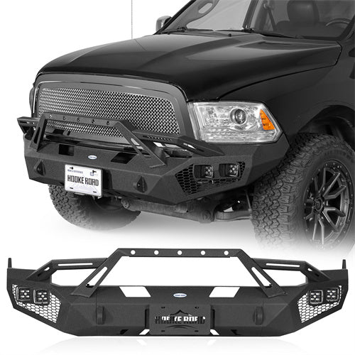 Hooke Road Ram 1500 Front Bumper with Winch Plate & 4 × LED Lights for 2009-2012 Ram 1500 b6203 1