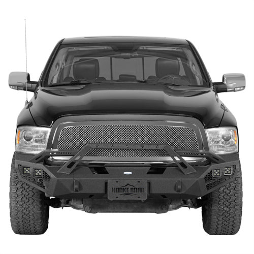 Hooke Road Ram 1500 Front Bumper with Winch Plate & 4 × LED Lights for 2009-2012 Ram 1500 b6203 2