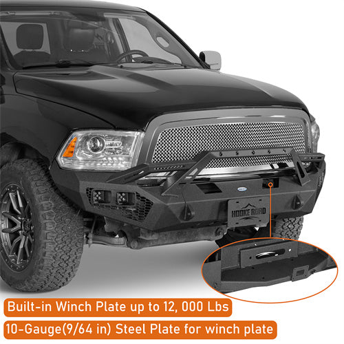 Load image into Gallery viewer, Hooke Road Ram 1500 Front Bumper with Winch Plate & 4 × LED Lights for 2009-2012 Ram 1500 b6203 8