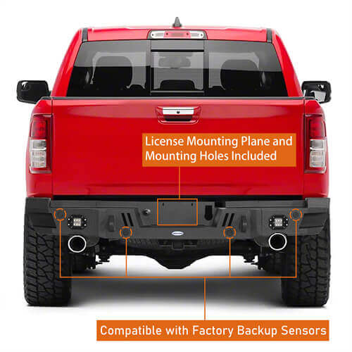 Load image into Gallery viewer, 2019-2023 Ram Offroad Aftermarket Rear Bumper w/LED Spotlights - Hooke Road b6033 10