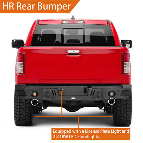 Load image into Gallery viewer, 2019-2023 Ram Offroad Aftermarket Rear Bumper w/LED Spotlights - Hooke Road b6033 12